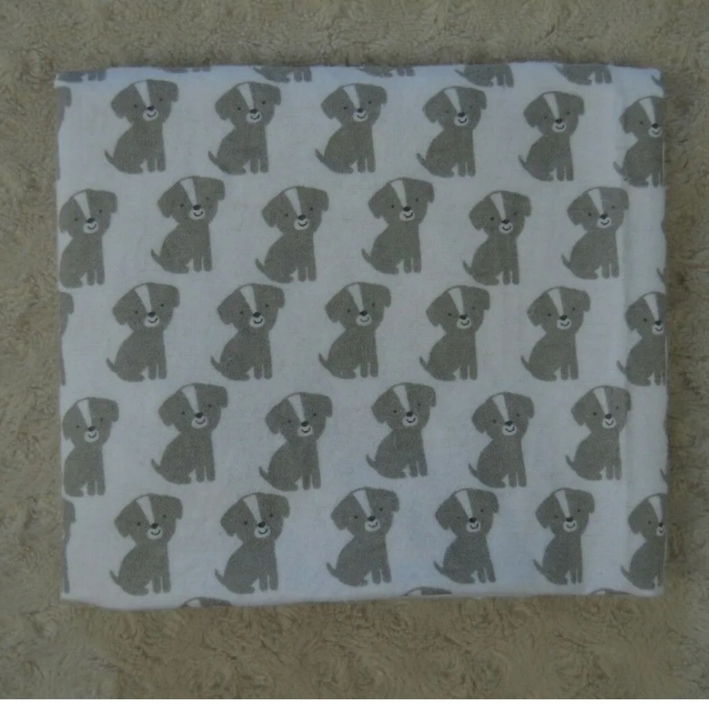 Child of Mine by Carter's Gray Puppy Dog Baby Receiving Blanket Flannel White